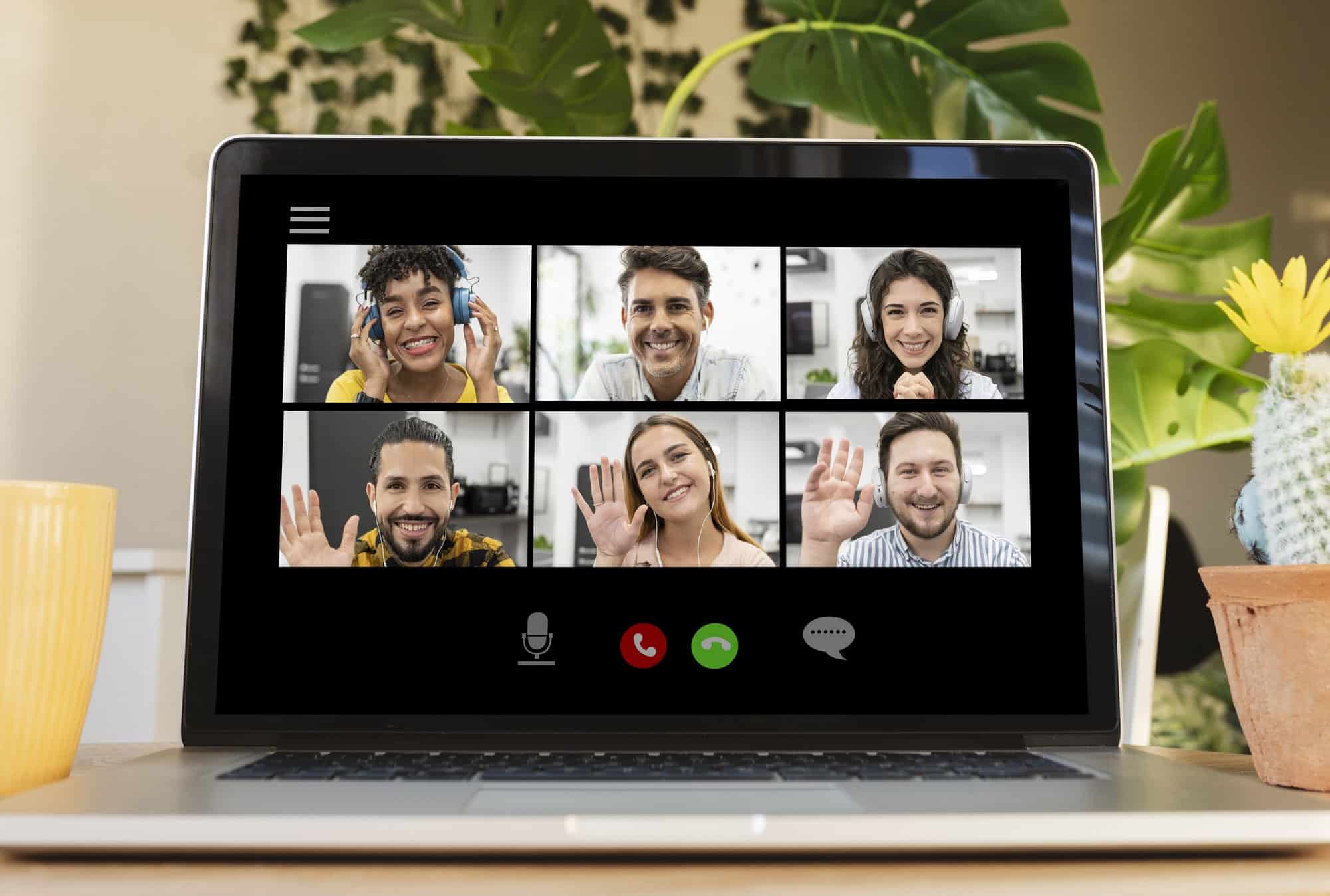 Team meeting online conference call, men and women, multi-ethnic